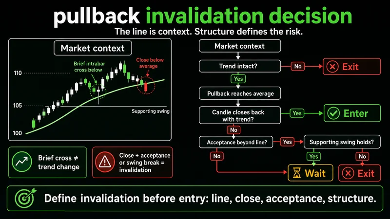 Decision tree for confirming a pullback entry and defining structural invalidation