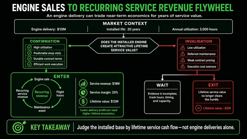 Engine sale and aftermarket service flywheel explaining recurring aerospace revenue