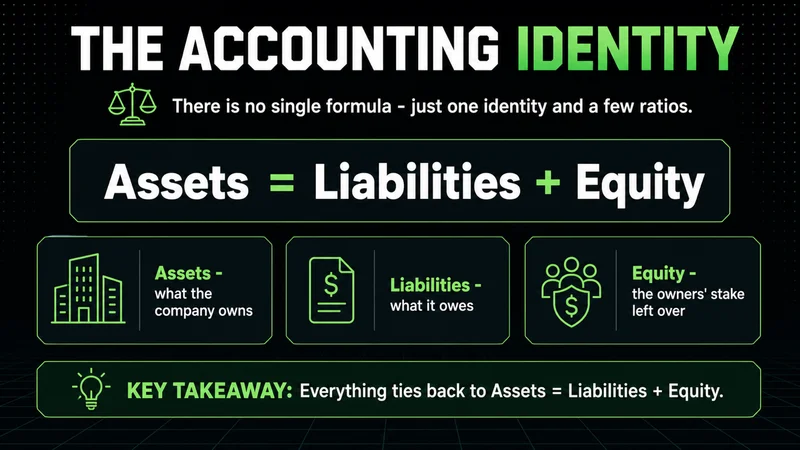 Neon accounting identity Assets = Liabilities + Equity with its three components