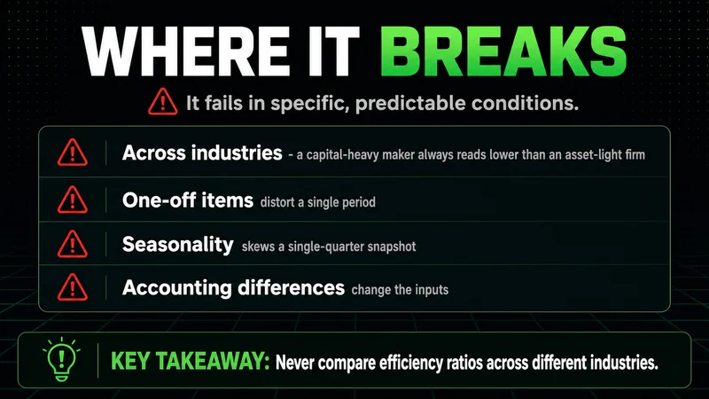 Neon checklist of where efficiency ratios break down, above all across industries
