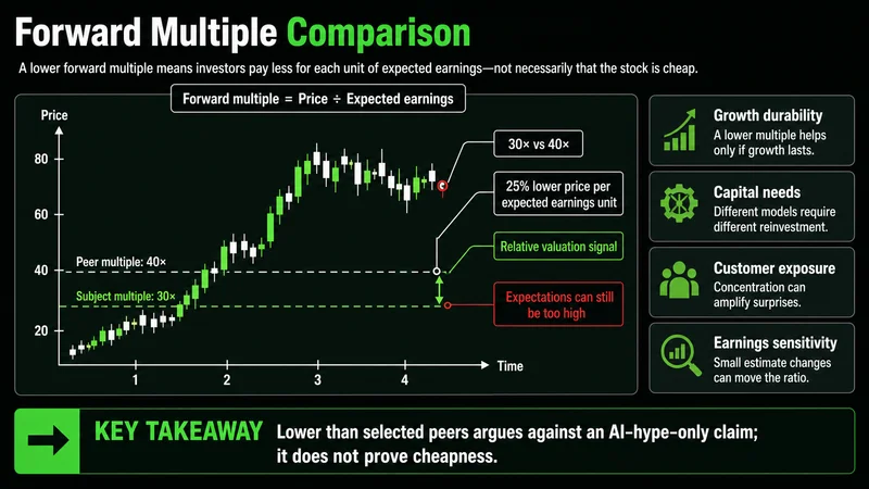 Forward P/E bar chart comparing 31, 41, 65, and 175 times earnings