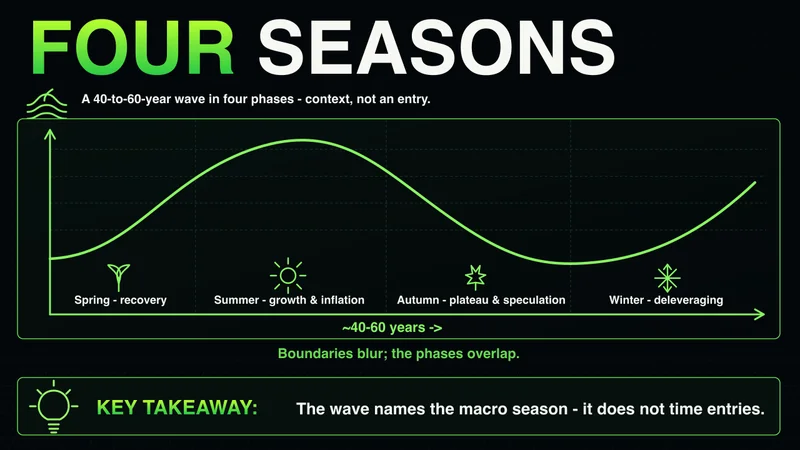 Neon Kondratieff wave split into spring, summer, autumn and winter economic seasons