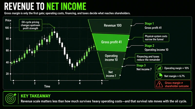Annotated Chevron profit funnel from revenue to net income