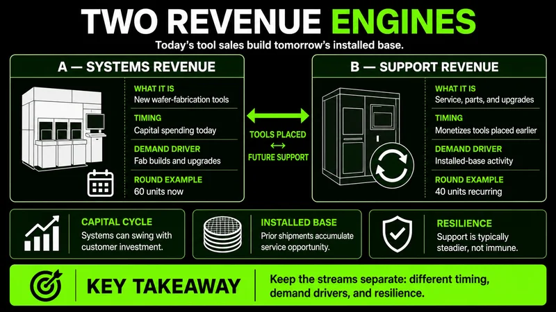 Comparison of chip-tool systems revenue and recurring customer-support revenue