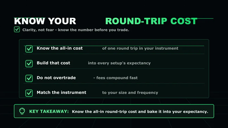Neon checklist to know and budget your round-trip trading cost into expectancy