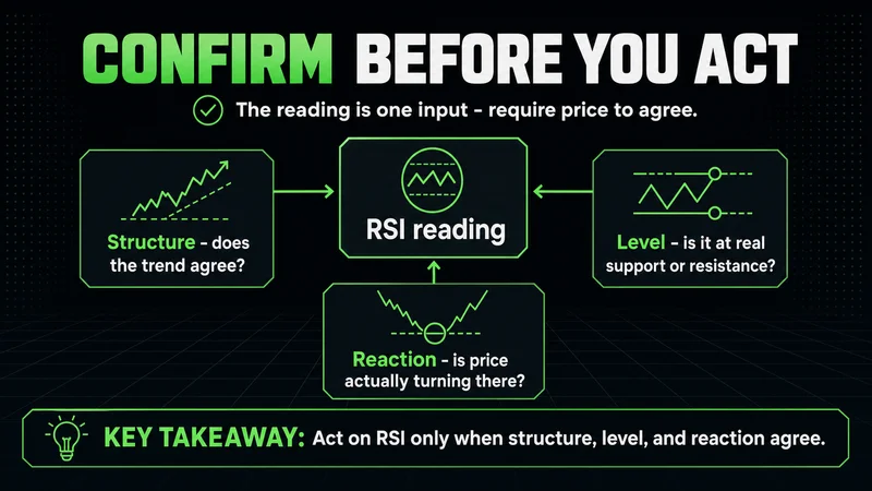 Neon hub diagram confirming an RSI reading against structure, level and reaction