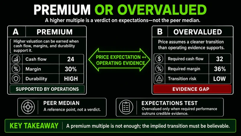 Neon comparison of the conditions that justify JNJ’s premium valuation or make the stock overvalued
