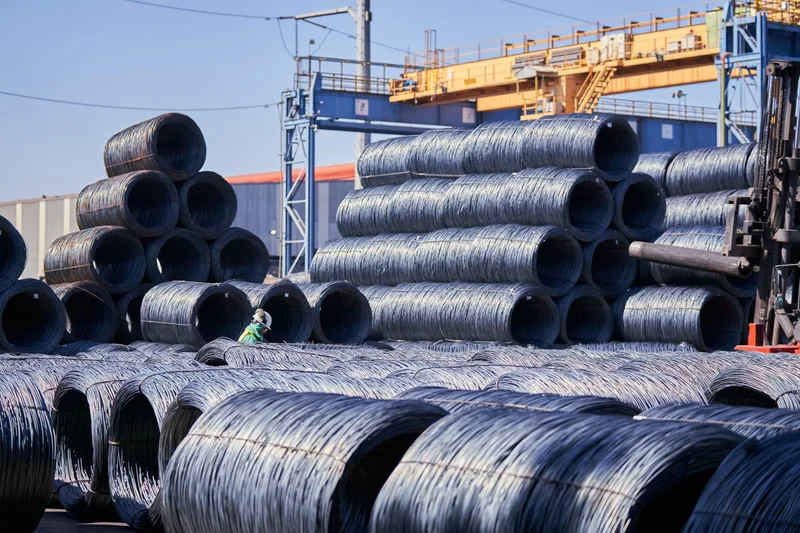 Finished steel coils stored inside a European production facility